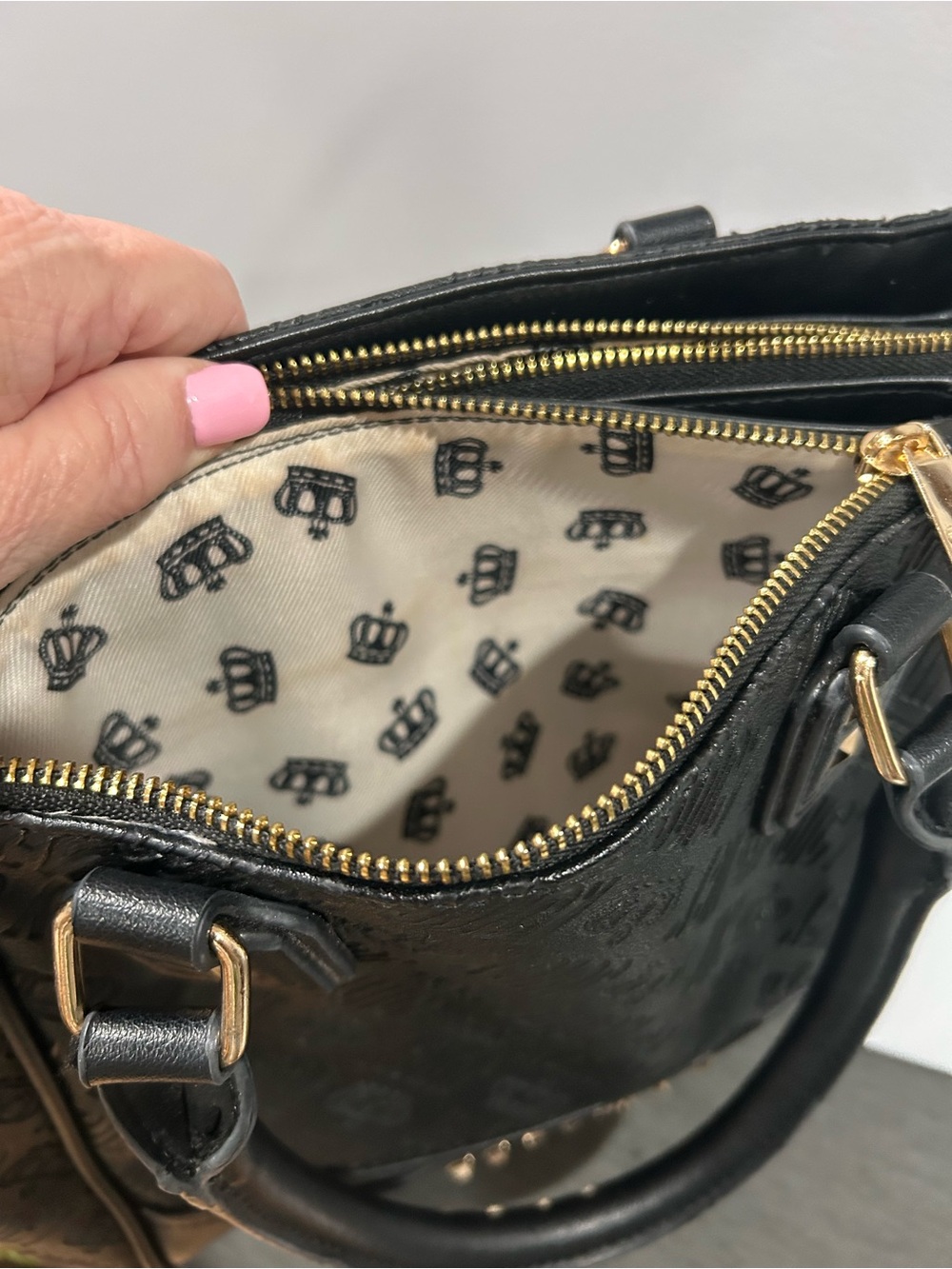 Juicy Couture Black Embossed Logo Tote with Gold Hardware - Picture 11 of 12